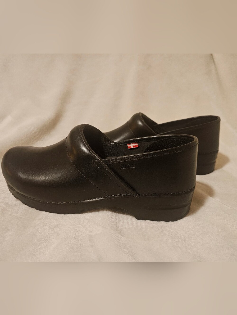 Sanita Classic Black Leather Clog